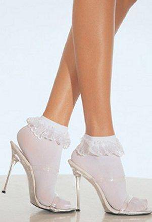 Lace Top Sheer Nylon Ankle Socks White Black or Pink