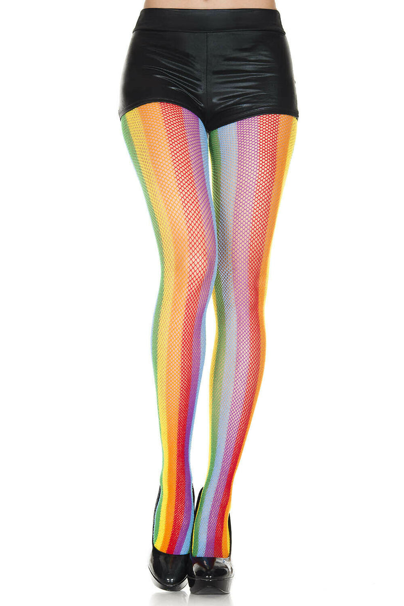 Fishnet Rainbow Multi Colour Vertical Stripes Stretch Sexy Ladies Tights