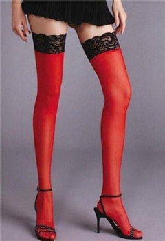 Lace Top 2 Tone Thigh Hi Stockings in a Choice of Colours