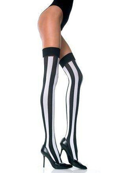 GORGEOUS SEXY Vertical Stripe Designer Styled Thigh Hi Stockings