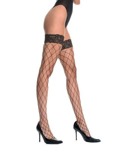 Red White or Black Lycra Fence Net Lace Top Stockings