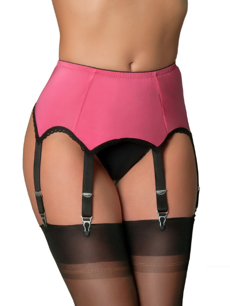 6 Strap Pink/Black Suspender Belt