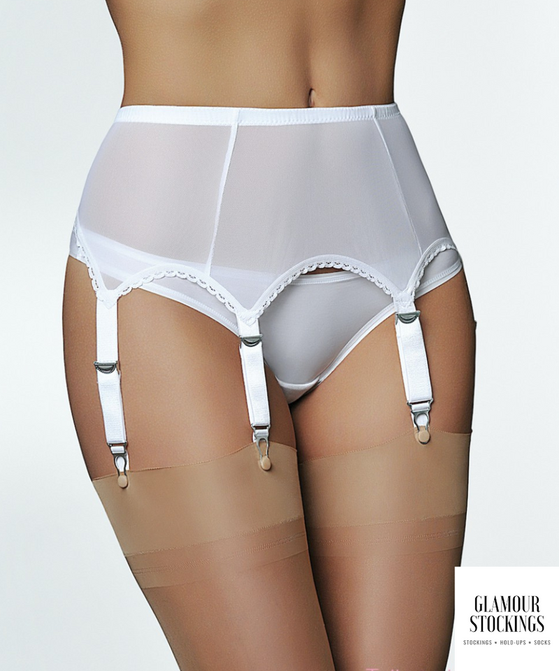 Basic Pack 2in1 Nylon FF Stockings + WHITE Garter Belt