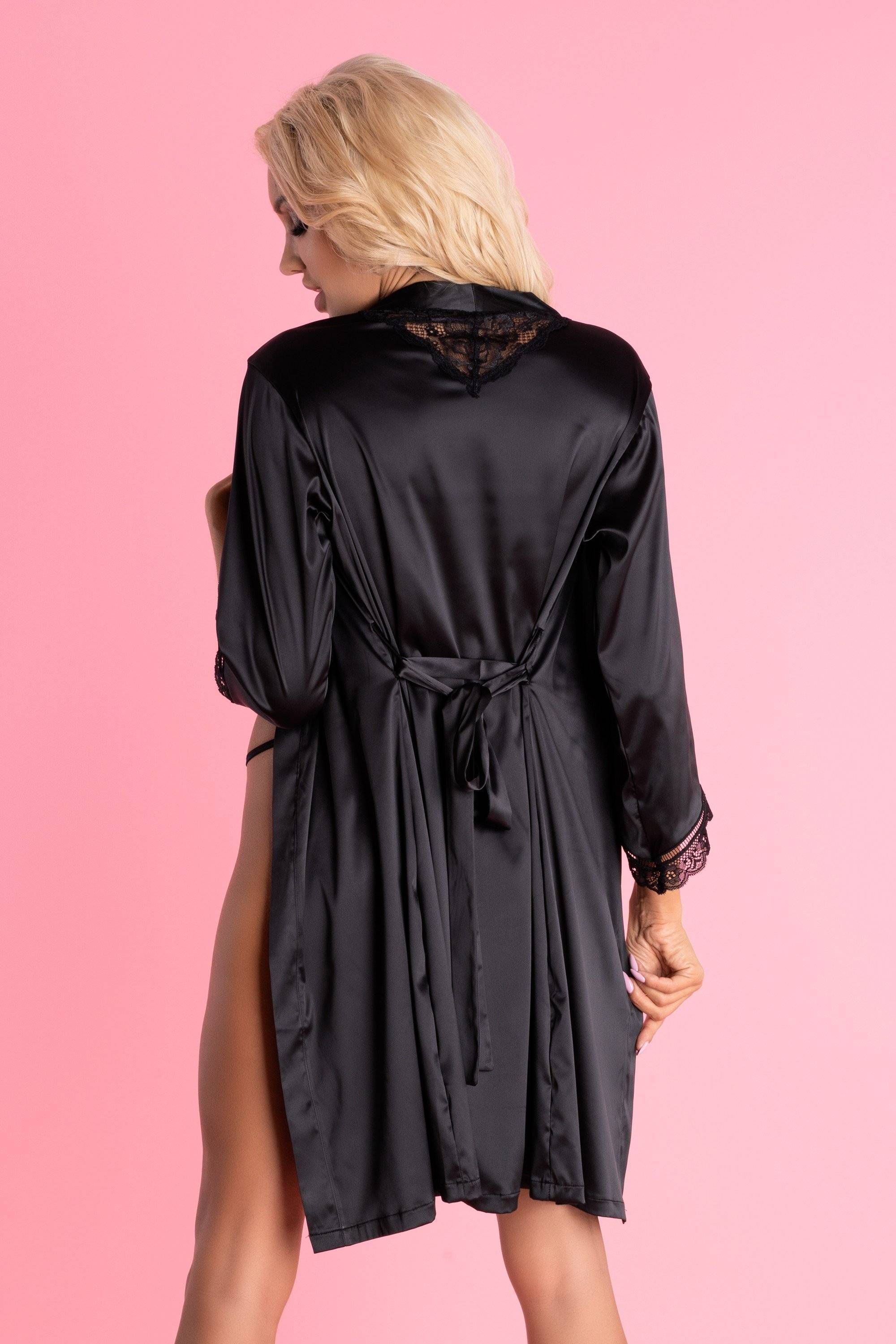 Ariladyen Black Scallo Collection Dressing Gown