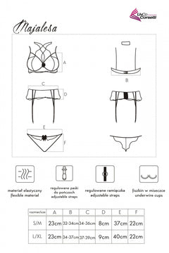 Majalesa Designer Bra Top, Suspender Belt and Briefs Set
