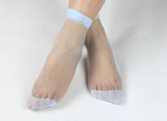 Sheer Nylon Ankle Socks - 2 Pack: Black, White, Nude, Red, Pink or Blue