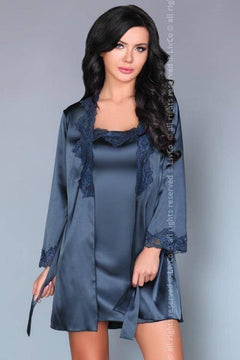 Jacqueline Navy Blue Night Dress with Dressing Gown