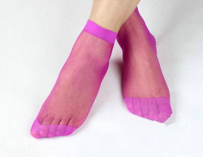 Sheer Nylon Ankle Socks - 2 Pack: Black, White, Nude, Red, Pink or Blue