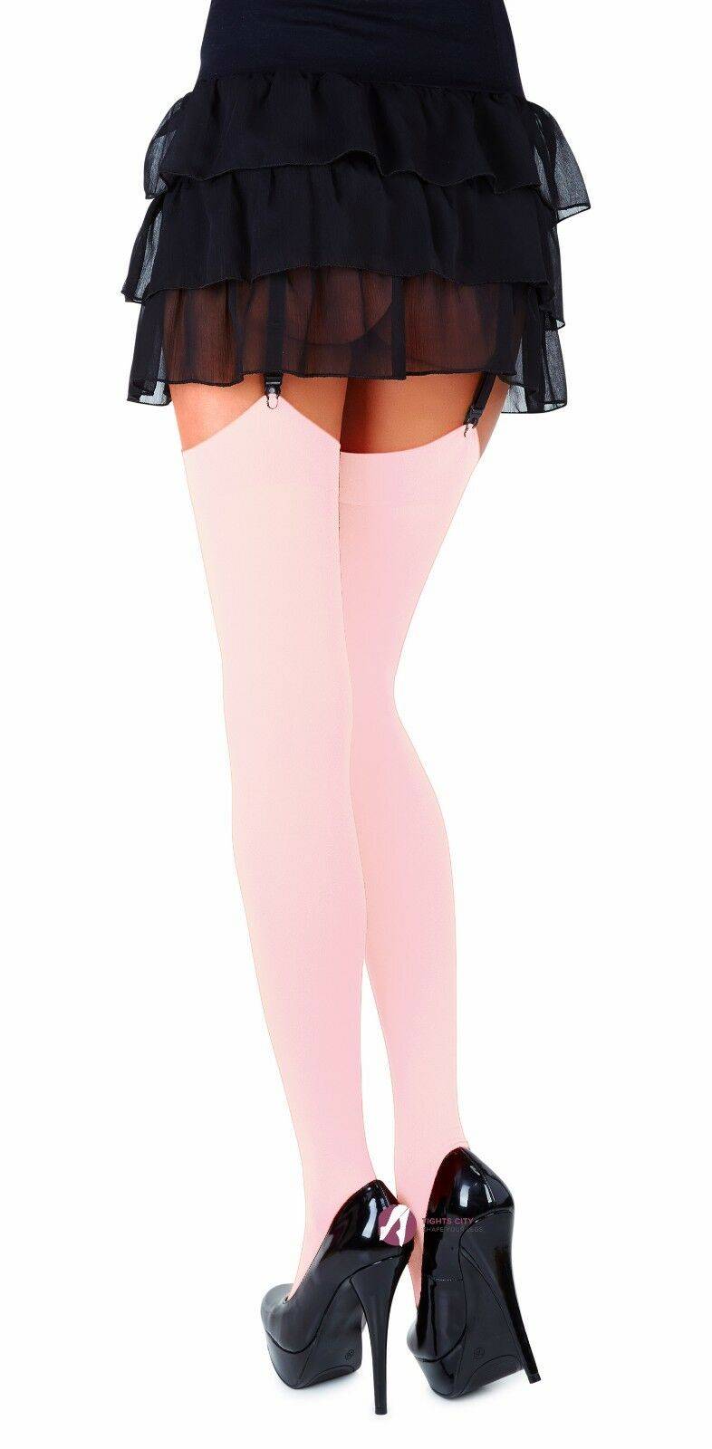Light Pink Classic Microfibre Opaque Colored Stockings