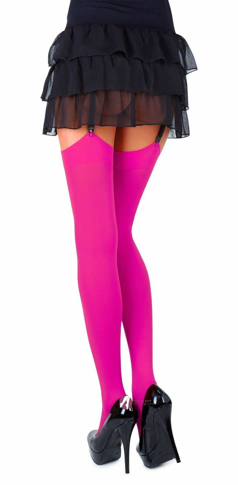 Pink Classic Microfibre Opaque Colored Stockings